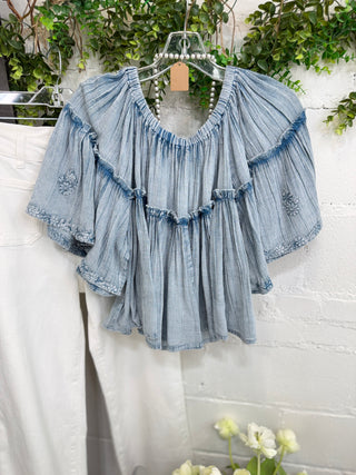 Vivian Top Denim Shirts & Tops Pol Clothing