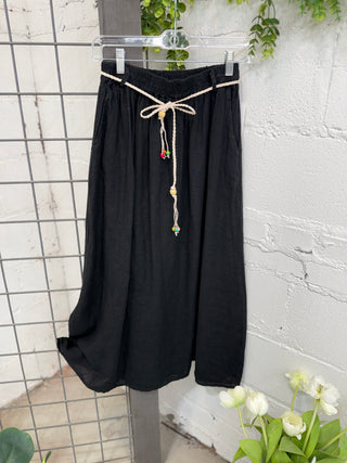 Bernice Linen Skirt Black Skirt Sole Luna