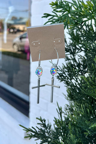 Loving Cross Earrings Silver Earrings carol's boutique