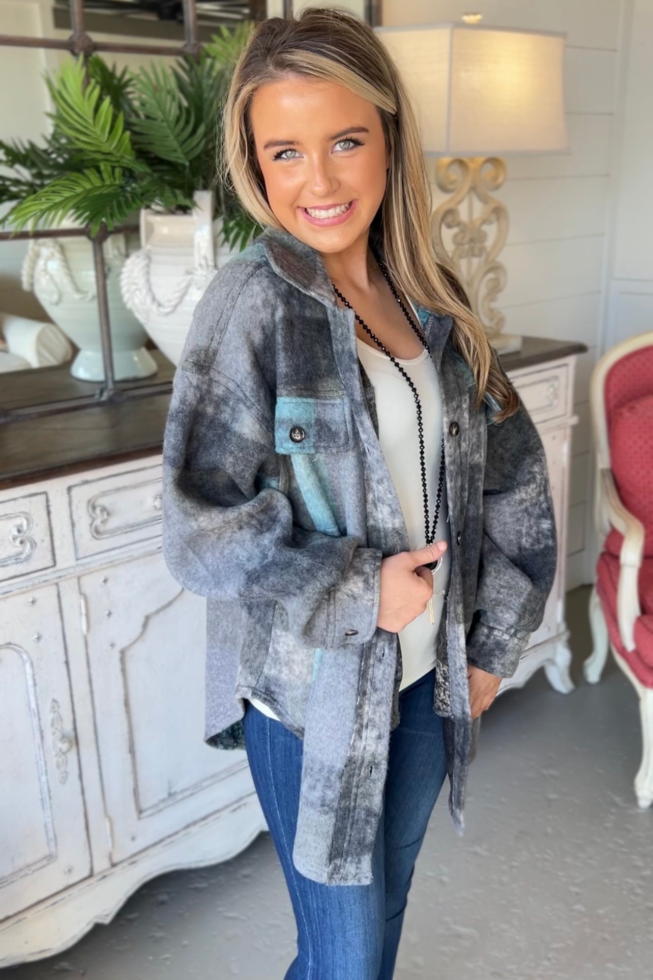 Rainbow Shacket-Shirts & Tops-Carol's Boutique, located in Jasper, Alabama
