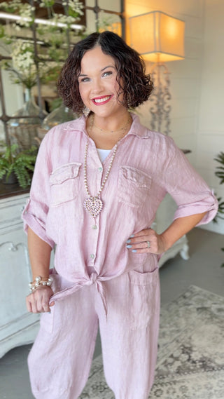 Perdido Linen Top Blush Shirts & Tops Allison