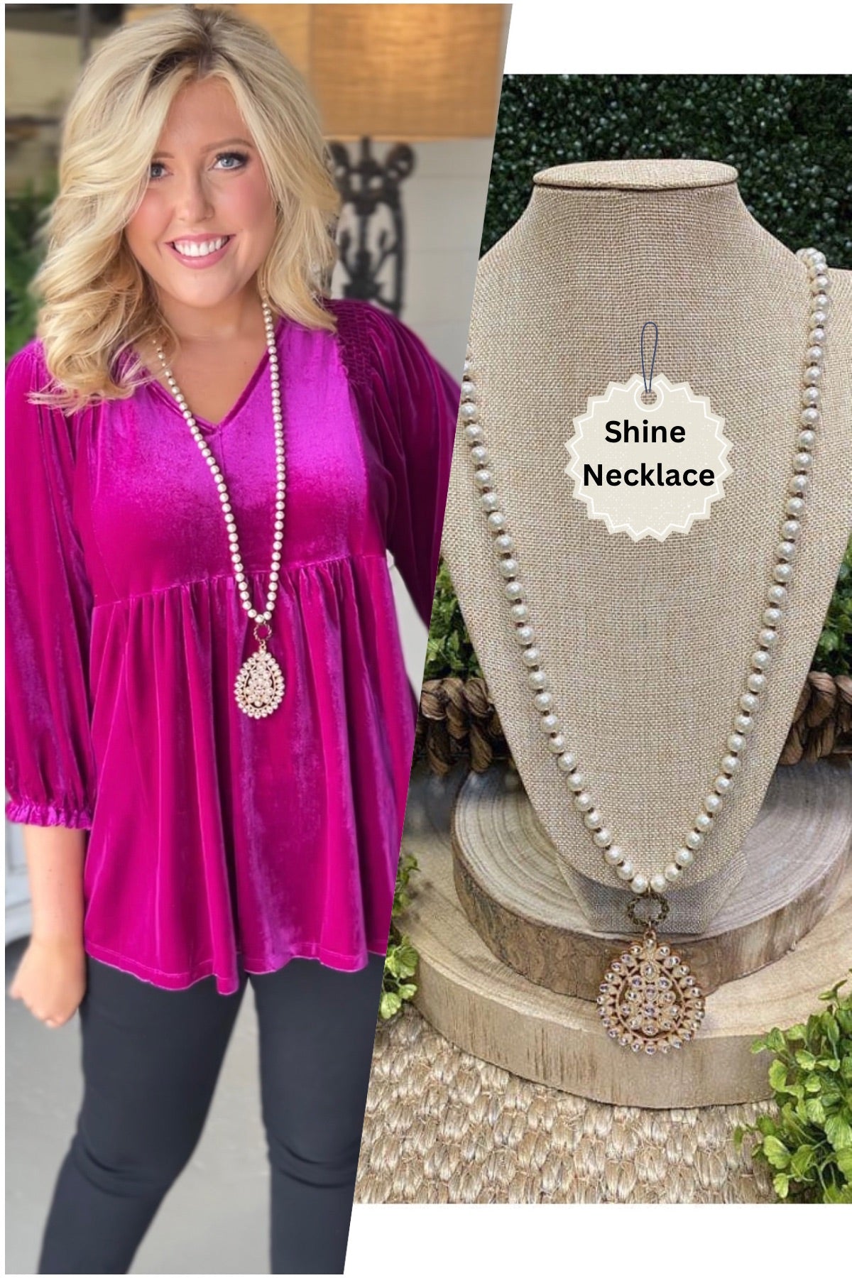 Shine Necklace Necklaces carol's boutique Pearl/AB/Teardrop  