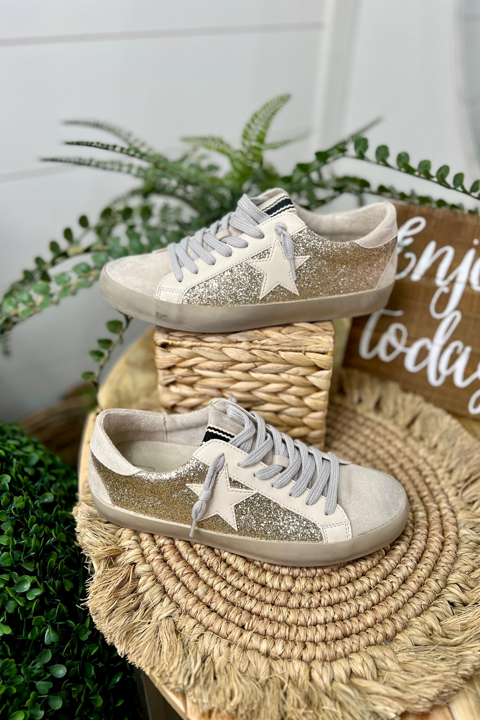 Shu Shop Paula Gold Glitter Sneakers Shoes Shu Shop   