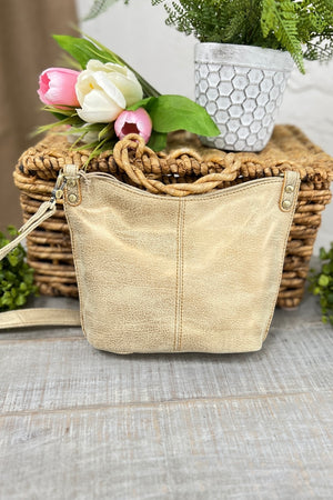 Hobo Pier Small Crossbody in Metallic Leather