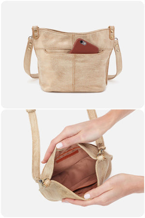 Hobo Pier Small Crossbody in Metallic Leather