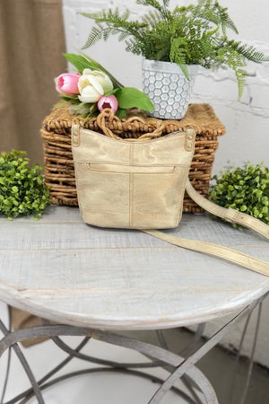 Hobo Pier Small Crossbody in Metallic Leather