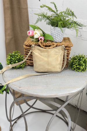 Hobo Pier Small Crossbody in Metallic Leather