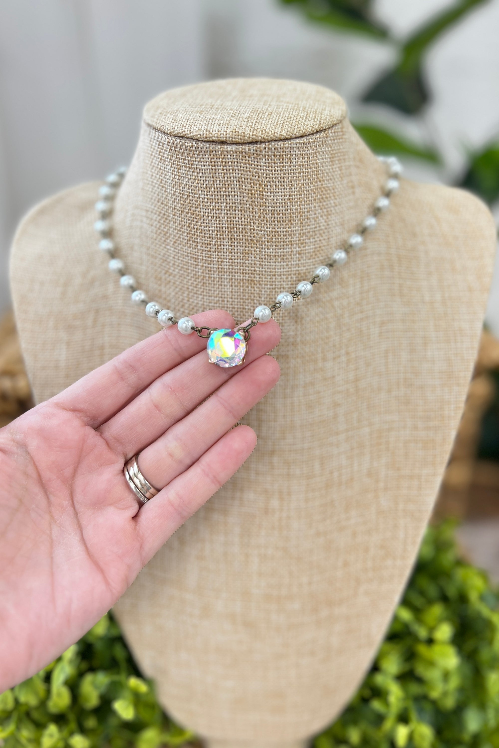 Sweetheart Necklace  BFF One Size Pearl Color Beads/AB 