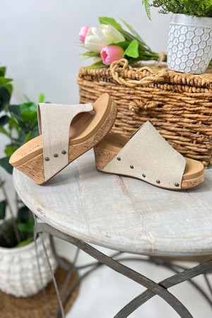 Flirty Wedge Gold Shimmer By Corky's Boutique
